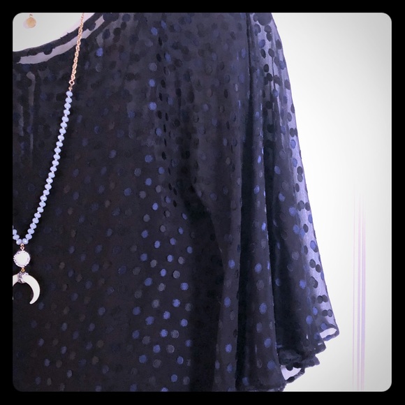 💙 Black Rachel Zoe polka dot swing top 💙 Sz S - Picture 1 of 8